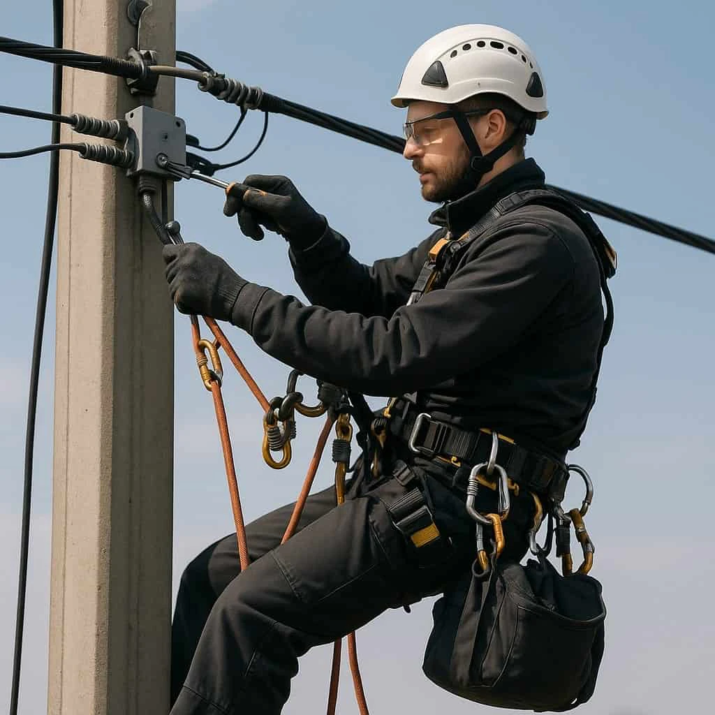 Electrical services using rope access